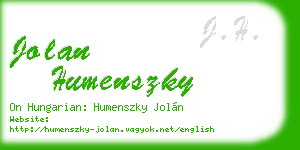 jolan humenszky business card