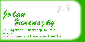 jolan humenszky business card